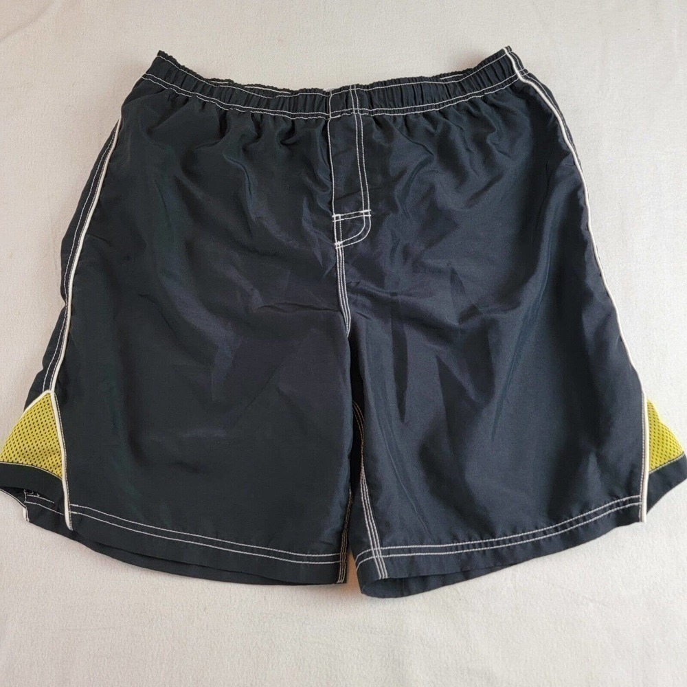 Good Vibes Mens Board Lined Swim Shorts Black & Yellow Sz XL